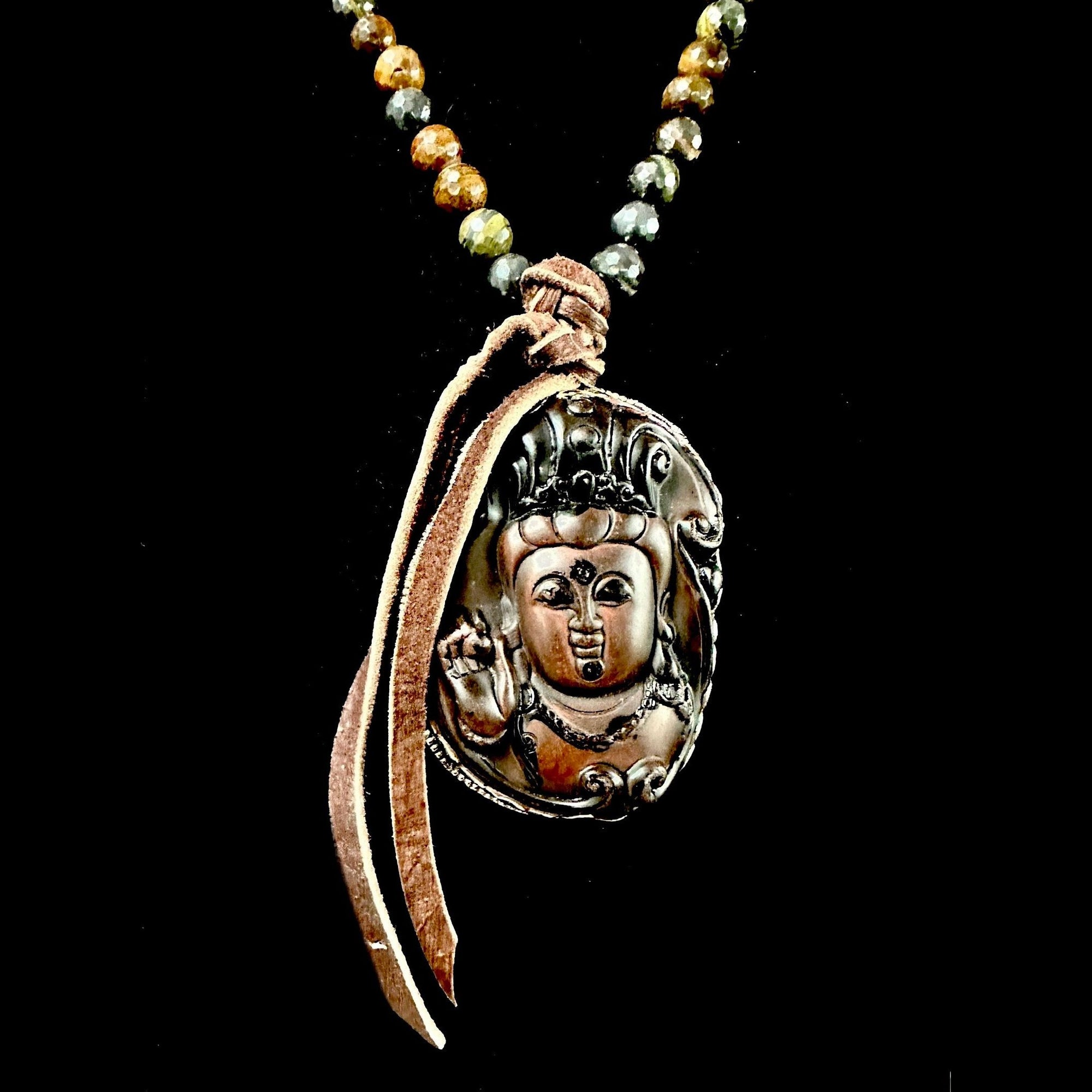 One of a Kind Kwan Yin the Goddess Tiger Eye Necklace