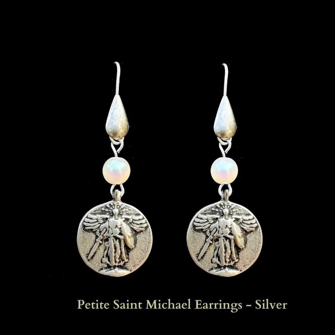 Petite Saint Michael Etched Cable Necklace - Silver