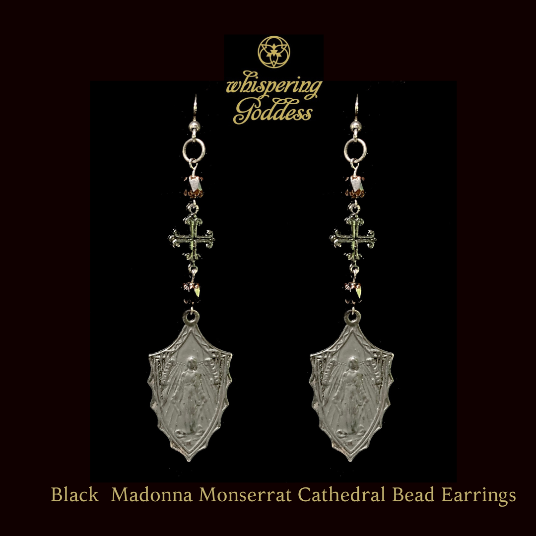 Black Madonna Montserrat Jet Cathedral Bead Earrings