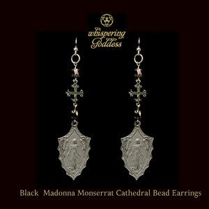 Black Madonna Montserrat Jet Cathedral Bead Earrings