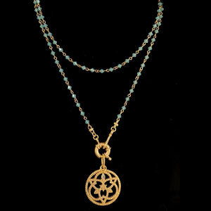 Triquetra Trinity Knot in Pacific Opal and Gold