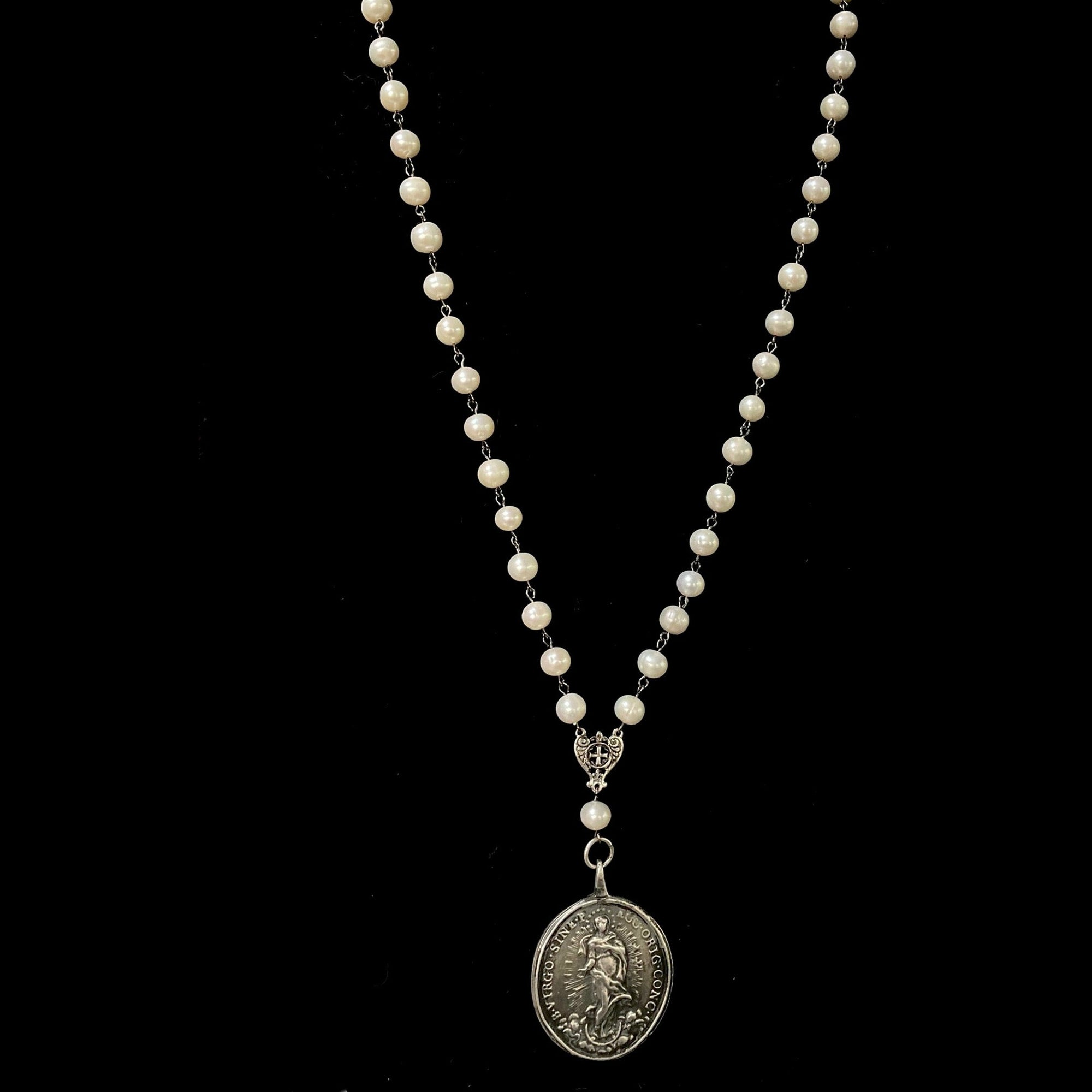 Virgo Rising Fresh Water Pearl Necklace in Sterling Silver