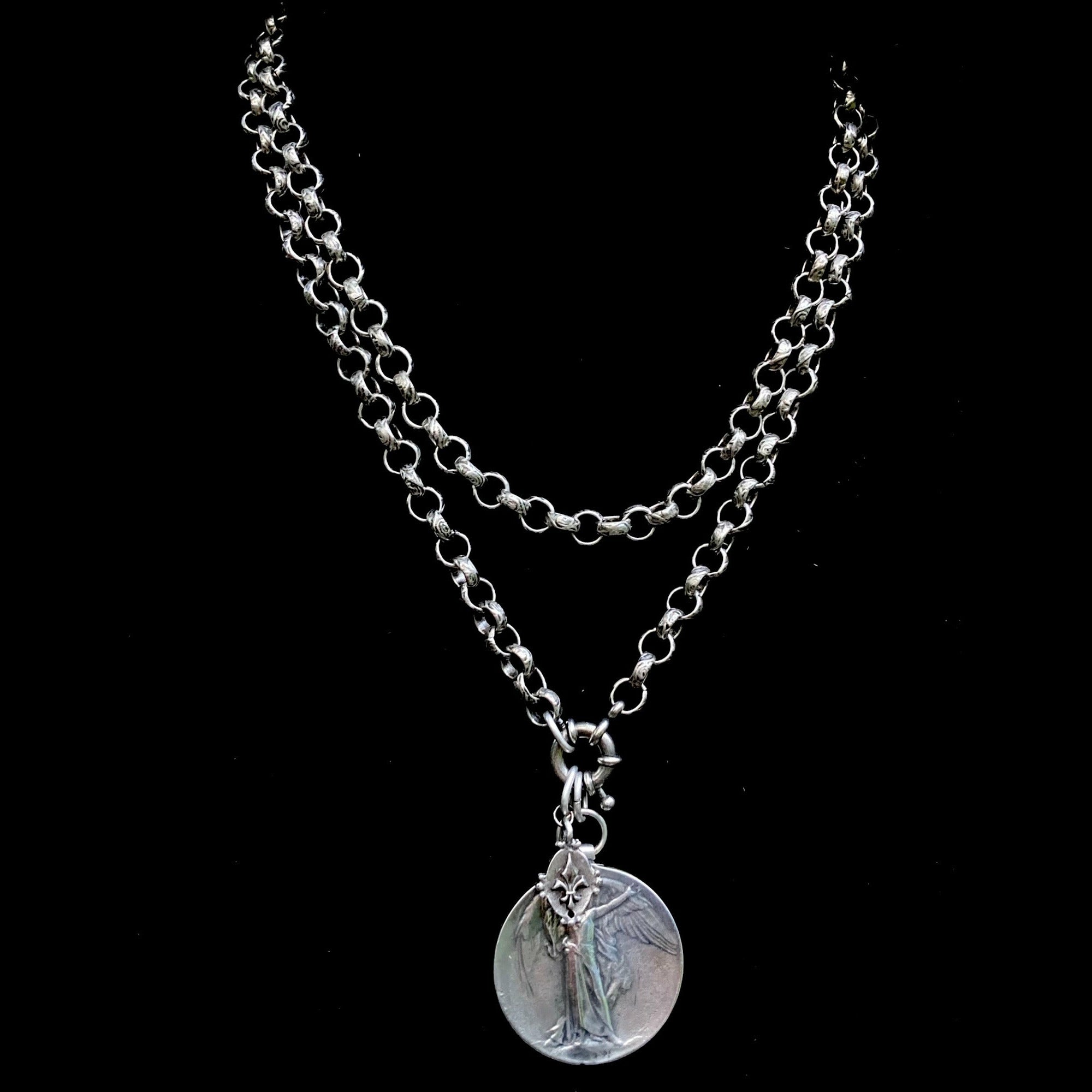 Saint Michael the Archangel Medieval Cable Necklace -  Silver