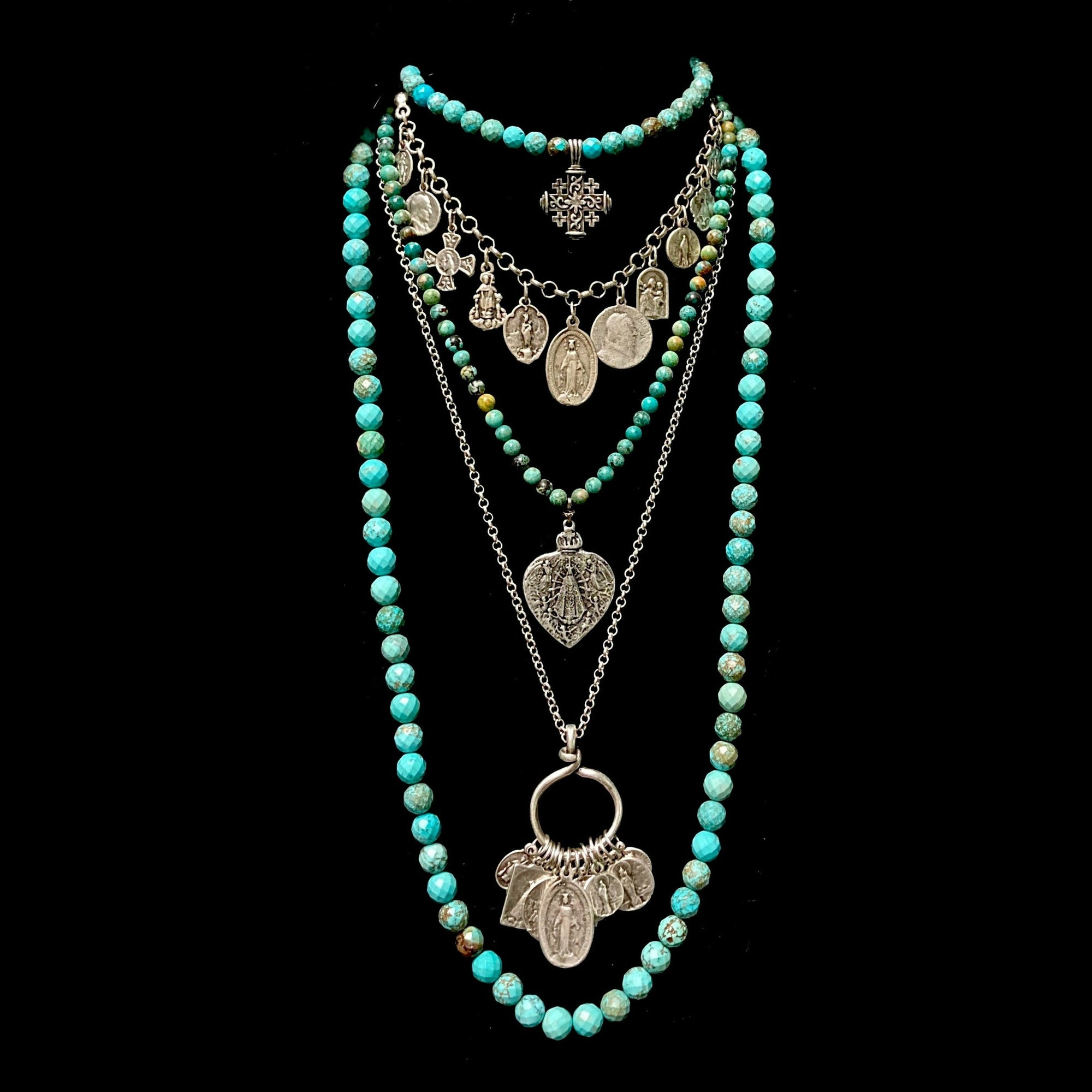 Our Lady of Lujan Turquoise Necklace in Silver by Whispering Goddess
