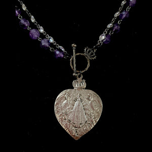 Lady of Lujan Sacred Heart  Amethyst Ritual Necklace