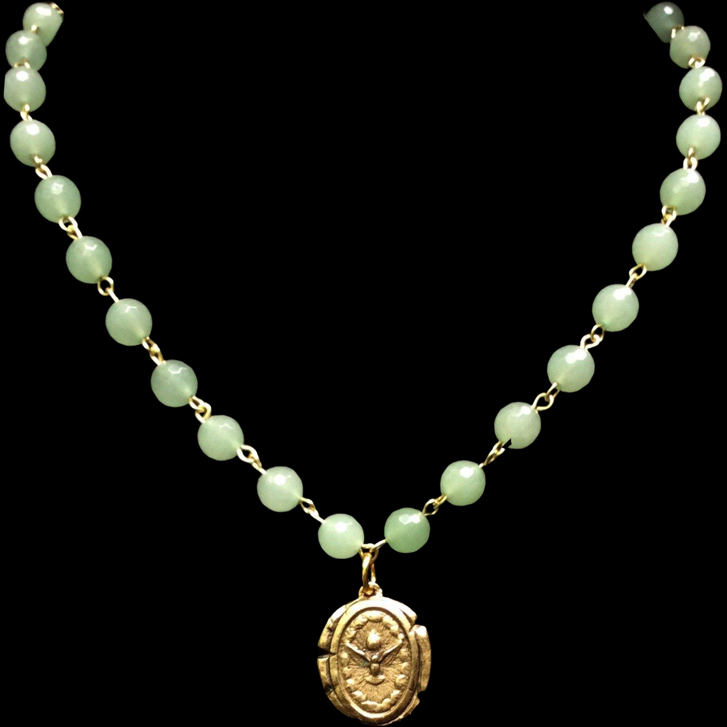 Aventurine Dream Peaceful Dove  Necklace in Gold by Whispering Goddess