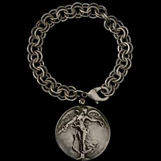 Peace Angel Double Cable Bracelet by Whispering Goddess - Silver