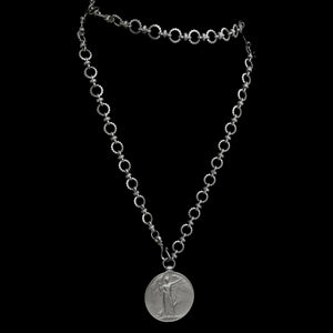 Saint Michael the Archangel Eternity Link Chain Necklace - Silver