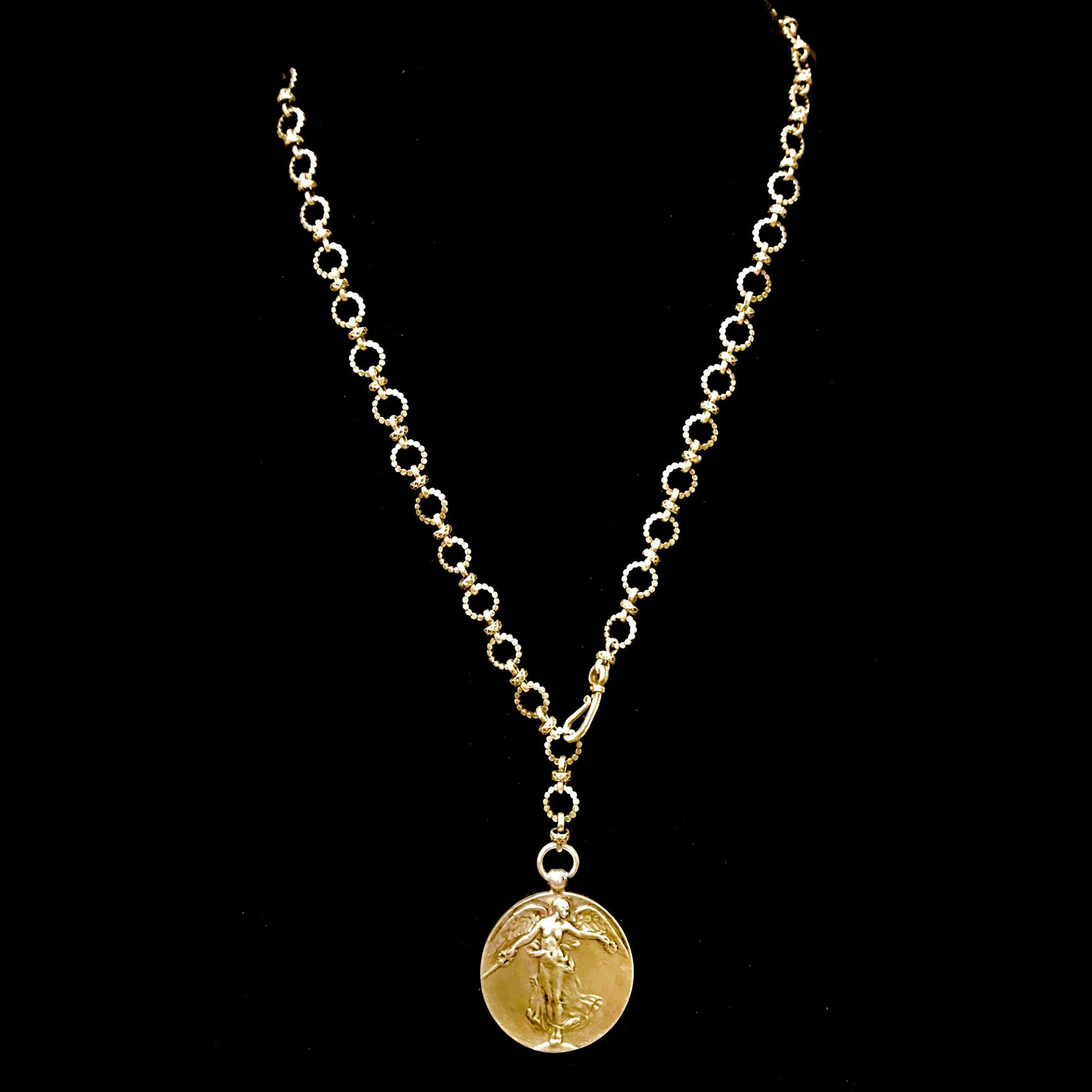 Peace Angel Eternity Link Chain Necklace Gold