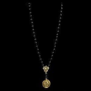St. Michael Medallion on Hematite  Necklace 34" by Whispering Goddess