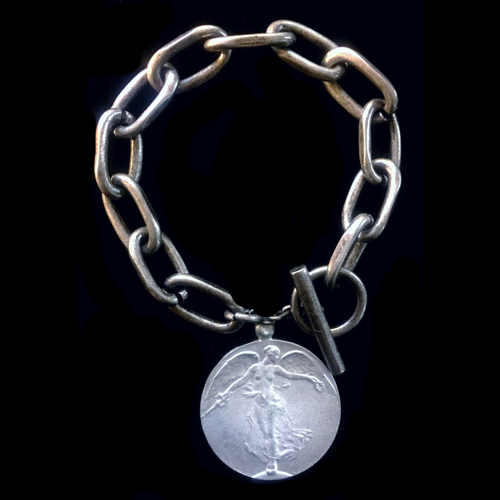 Taking Flight Peace Angel Link Bracelet by Whispering Goddess - Silver