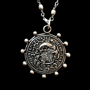 Saint George Patron Saint of Equestrians Chain Necklace  by Whispering Goddess -  Silver