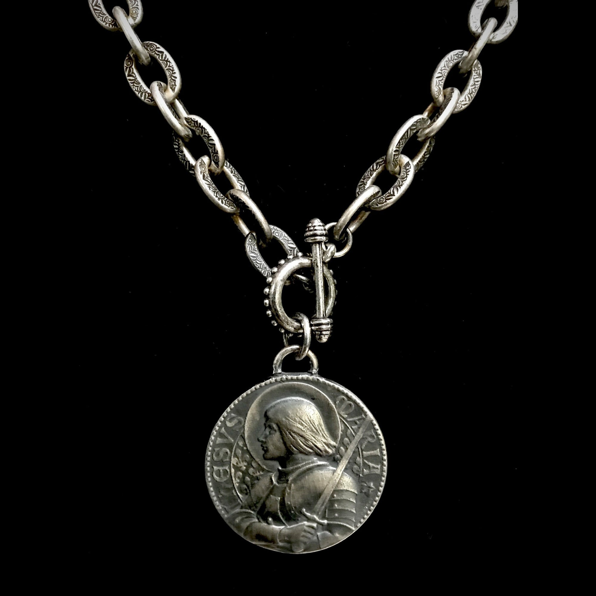 Saint Joan of Arc Bravery Link Necklace - Silver