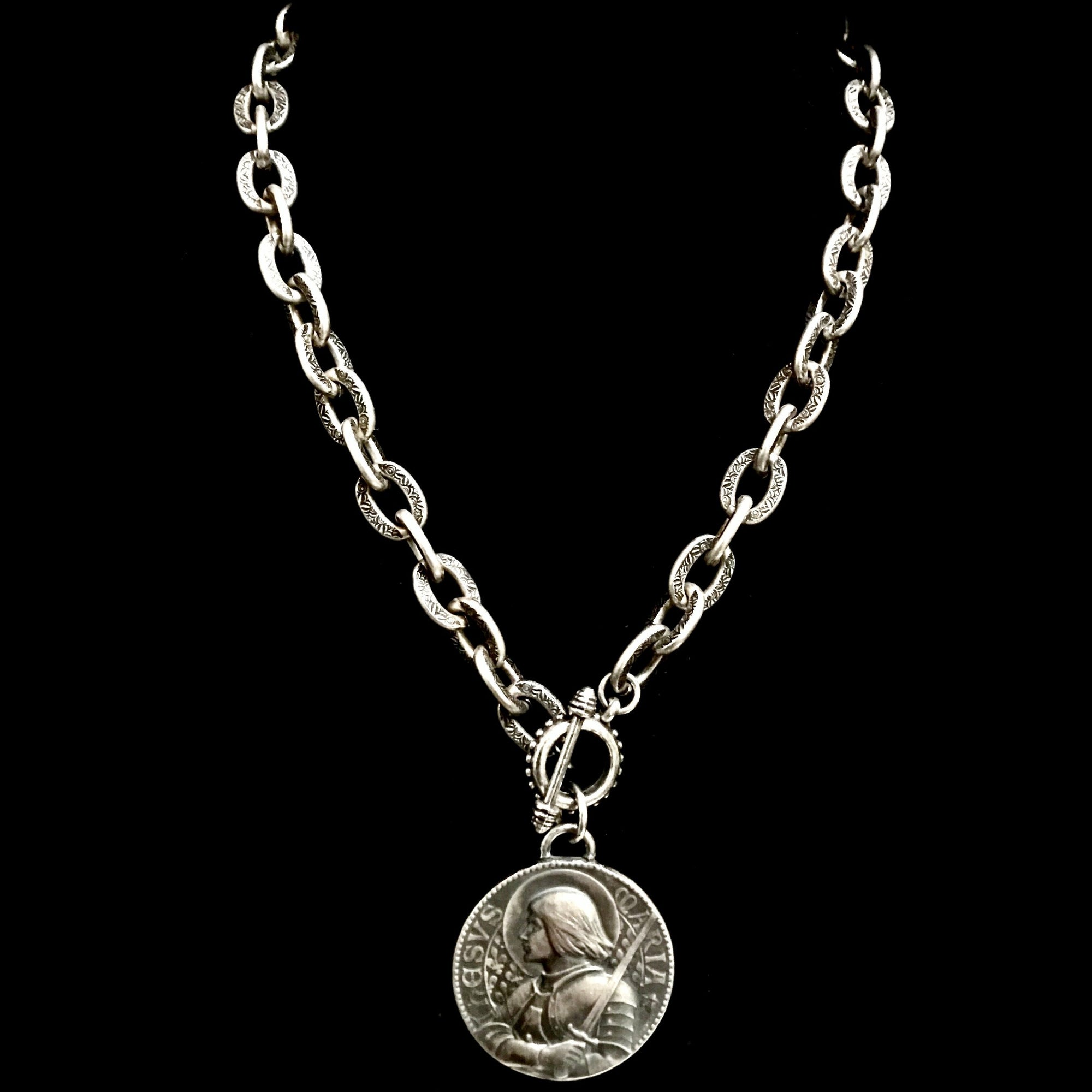 Saint Joan of Arc Bravery Link Necklace - Silver