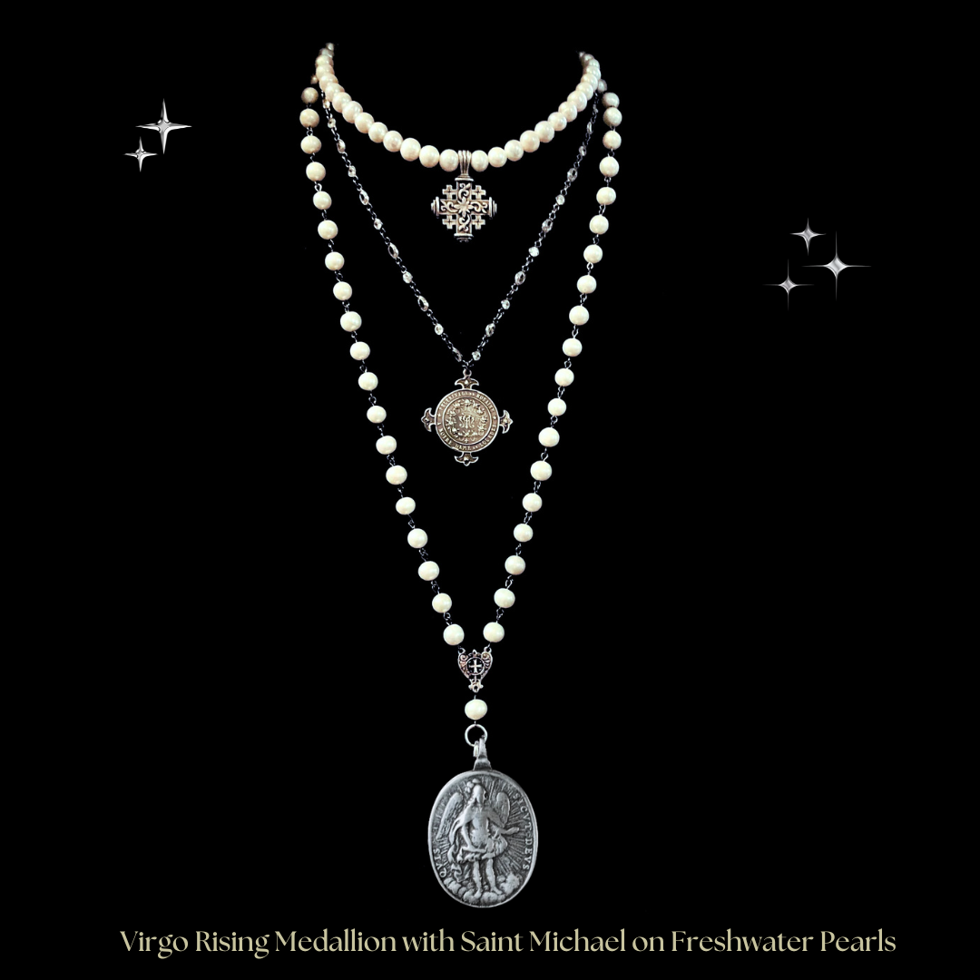 New Limited Edition Akoya Pearls & the Virgo Rising Medallion with Saint Michael