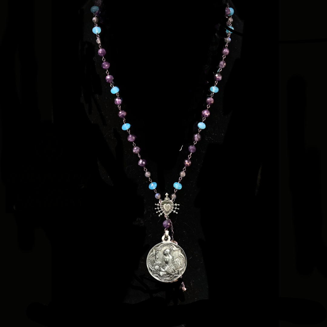 The Majestic Mary Magdalene at la Sainte-Baume in Amethyst Necklace