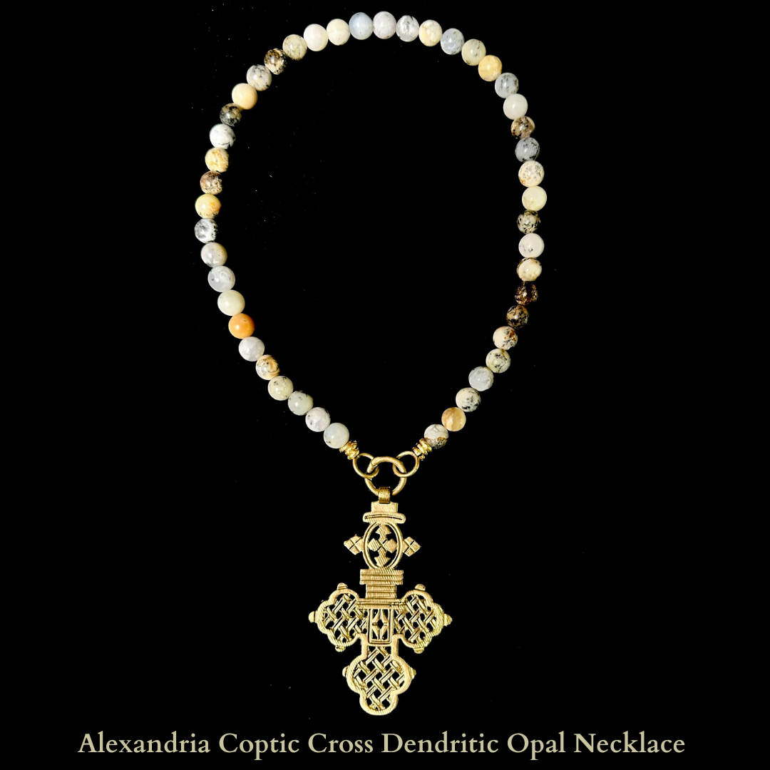 Alexandria Coptic Cross Necklace in Turquoise  Save