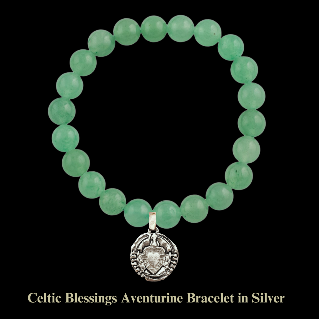 Celtic Blessings Aventurine Seven Swords Bracelet - Silver