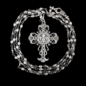 Bellatrix Ethereal Lacey Fleur de Lis Prayer Mantle Necklace