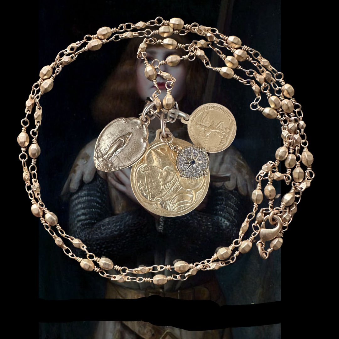 Bellatrix Mantle of Joan of Arc Gold Bead Chain Necklace