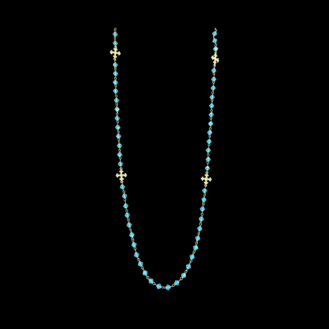 Fleur de Lis Cross Bohemian Pacific Opal Wrap with Mystical Mary Magdalene Necklace / Bracelet