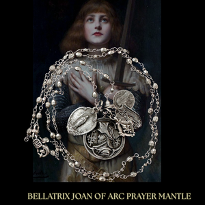 Bellatrix Mantle of Joan of Arc with Garnet Crystals and Gold Necklace