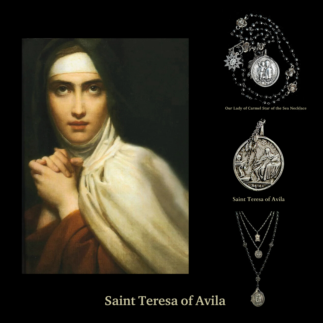 Mount Carmel Memento Mori Necklace with Saint Theresa