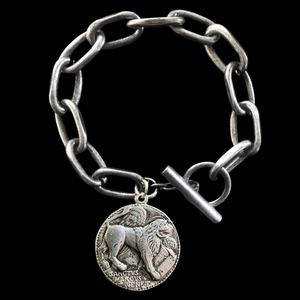 Winged Lion & Archangel Gabriel Link Bracelet - Silver