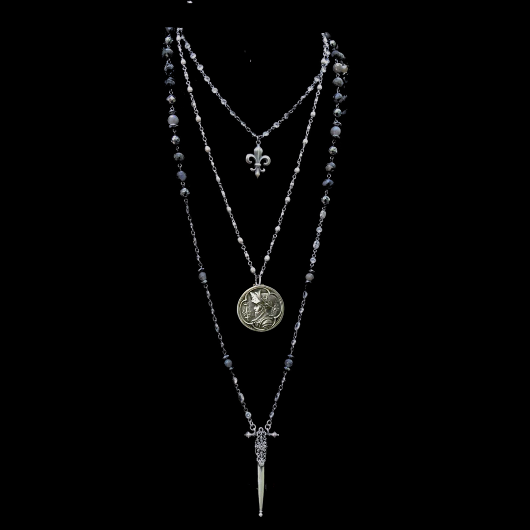 Joan of Arc' Fierbois Sword of Saint Catherine  Galaxy Mix & Sterling Silver