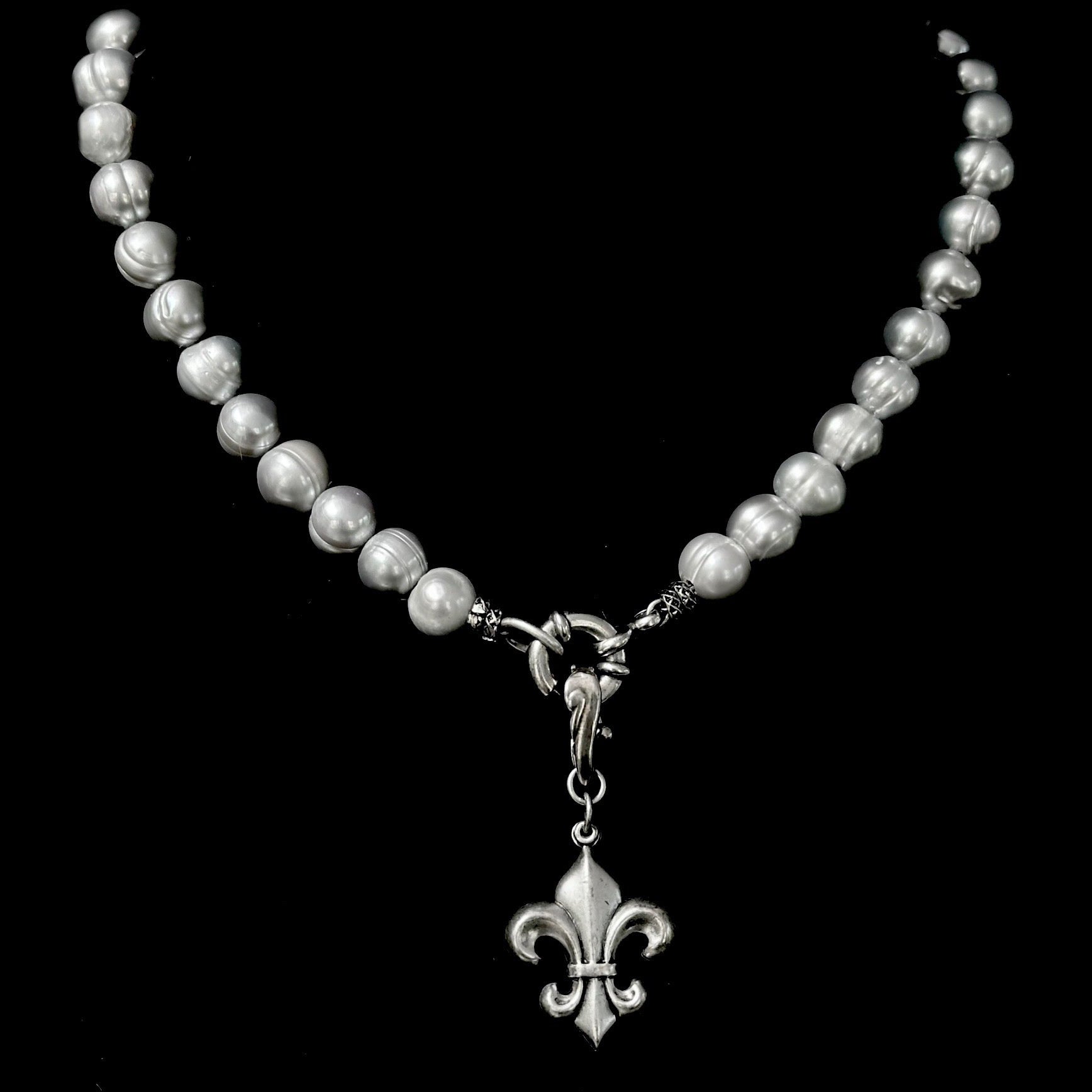 Moonglow Freshwater Pearl Our Lady of Lujan Necklace - Silver