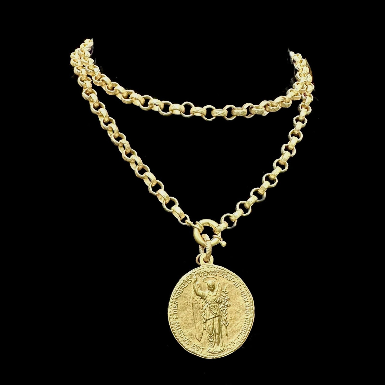 Saint Gabriel & Theotokos Medieval Cable Necklace - Gold
