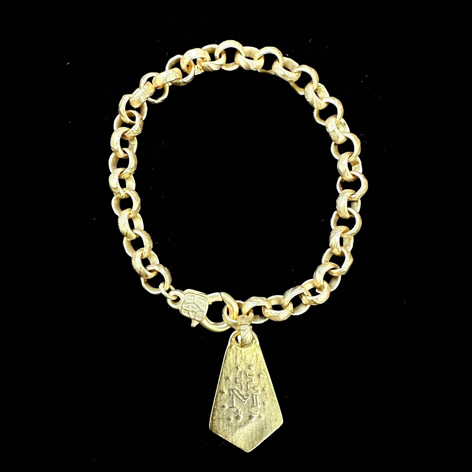 Miraculous Medal Medieval Cable Chain Bracelet in Gold