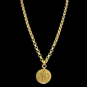Saint Michael Victory Medieval Cable Necklace - Gold