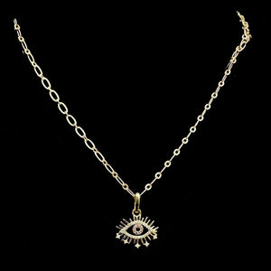All Seeing Eye Wisdom Chain Necklace with Crystal Stars
