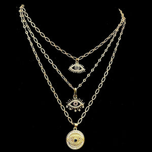 All Seeing Eye Wisdom Chain Necklace with Crystal Stars