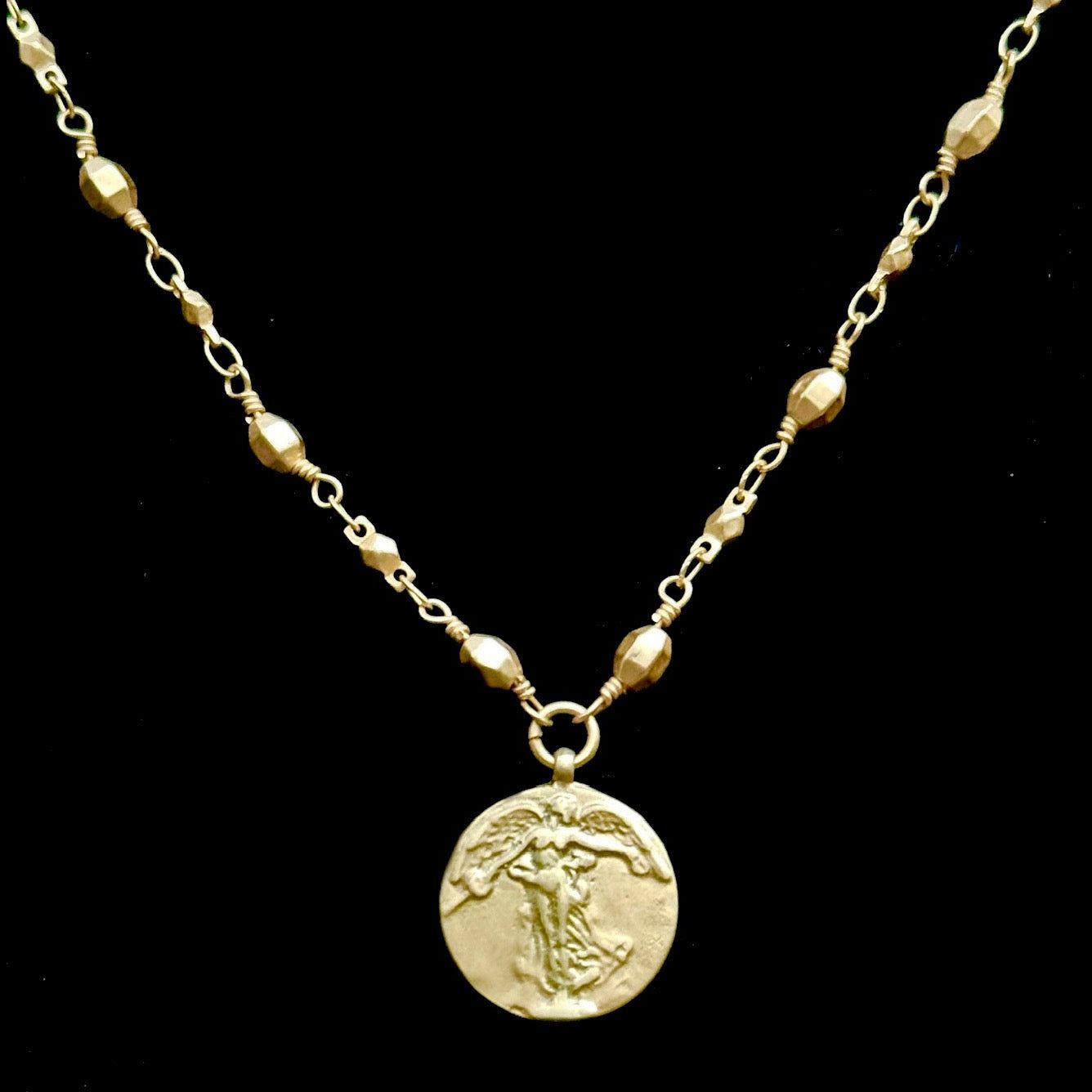 Mini Lil'  Peace Angel Gold Bead Chain - Gold