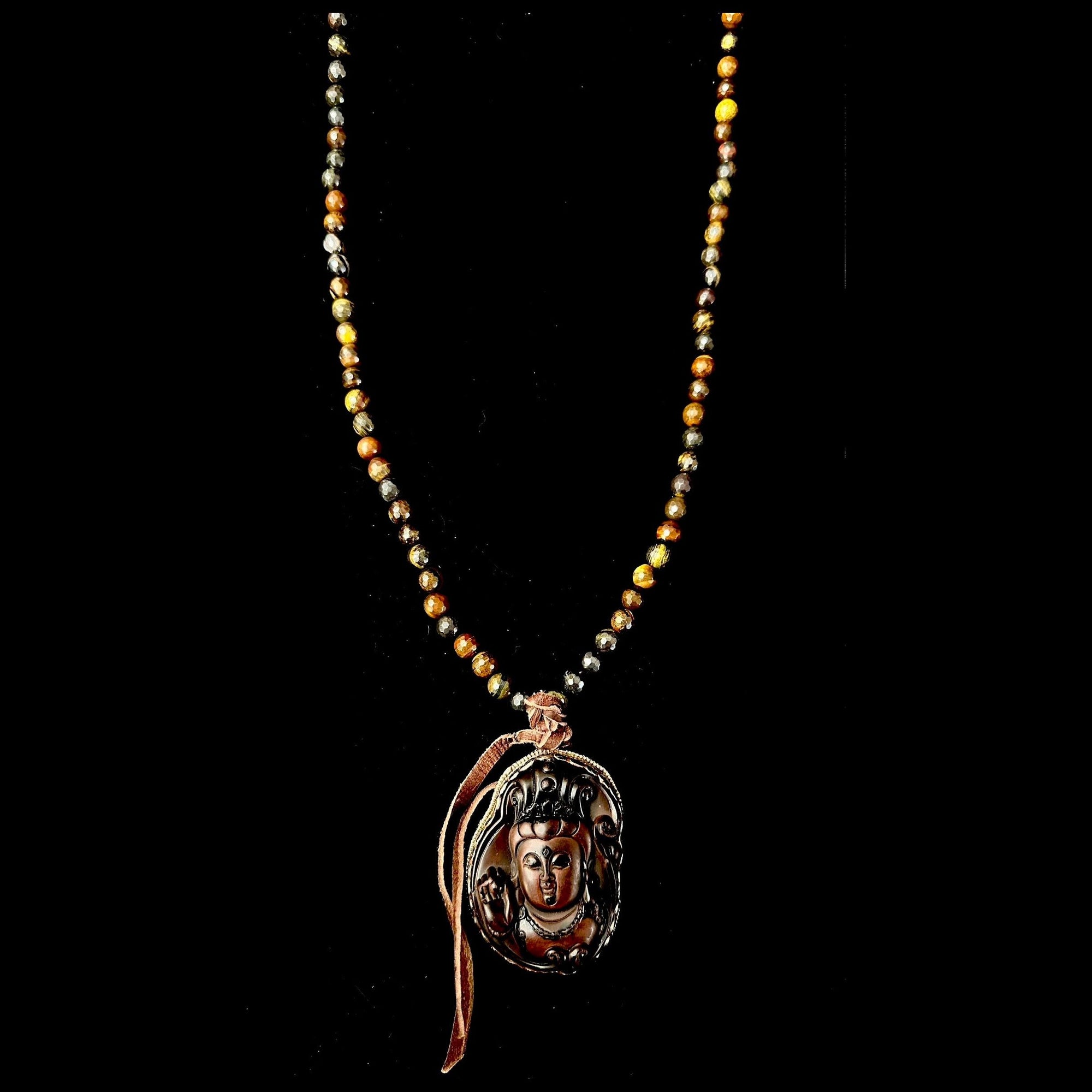 One of a Kind Kwan Yin the Goddess Tiger Eye Necklace