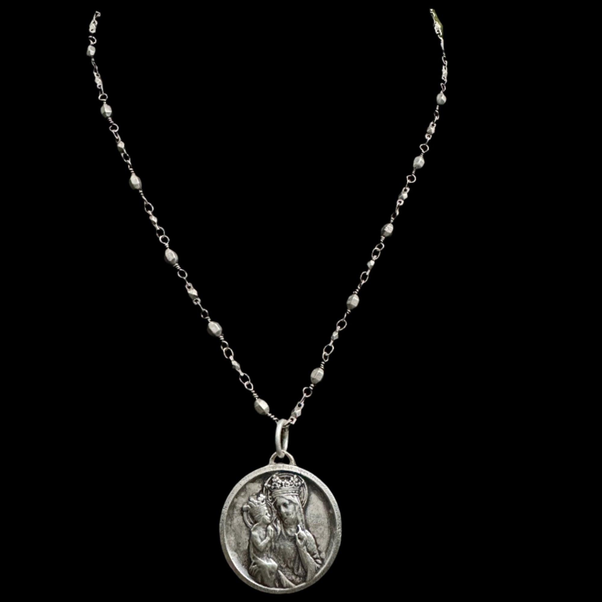 Saint Anne & Little Mary Necklace on Silver Bead Chain