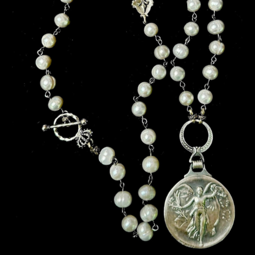 Moonglow  Nike Freshwater Pearl Necklace - Silver