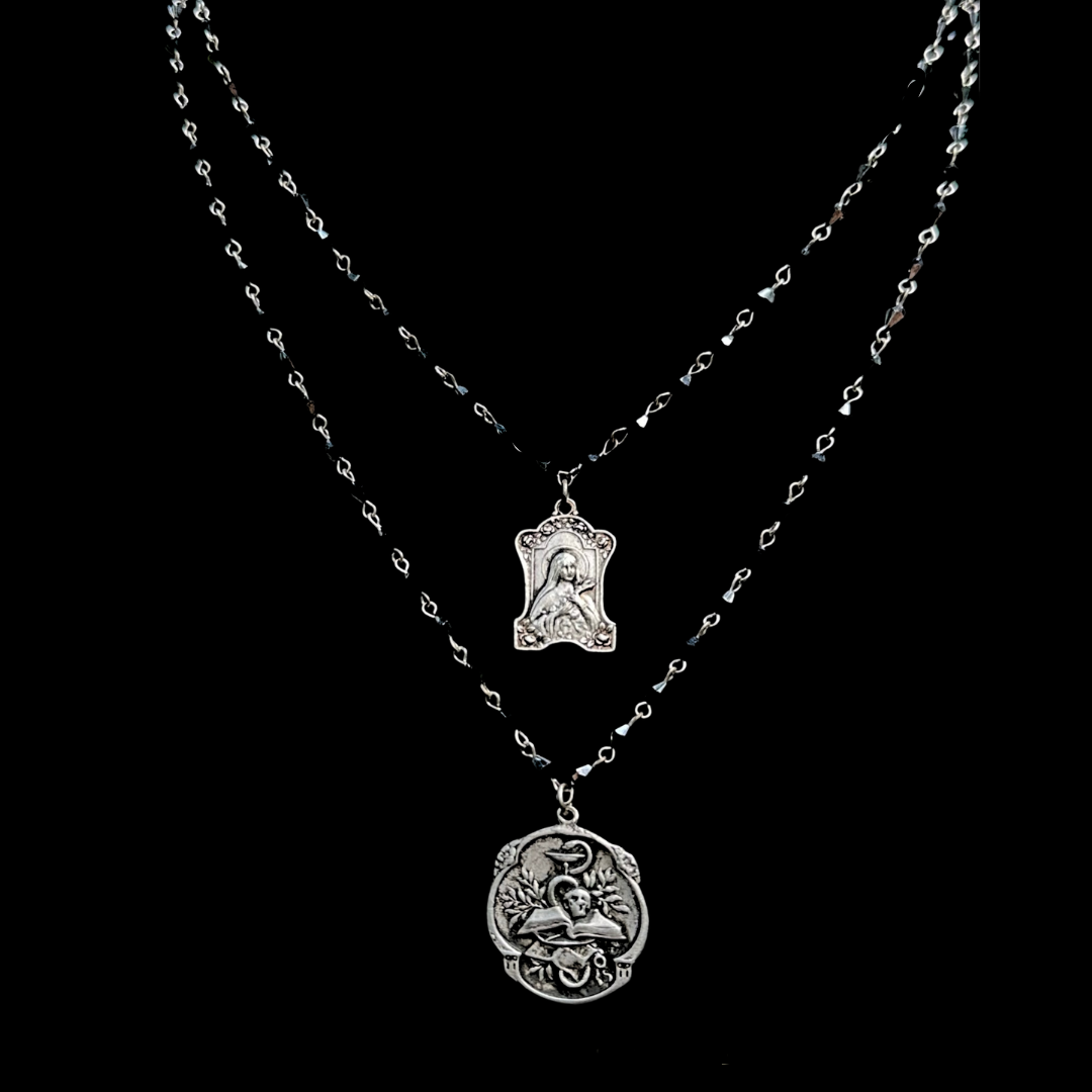 Mount Carmel Memento Mori Necklace with Saint Theresa