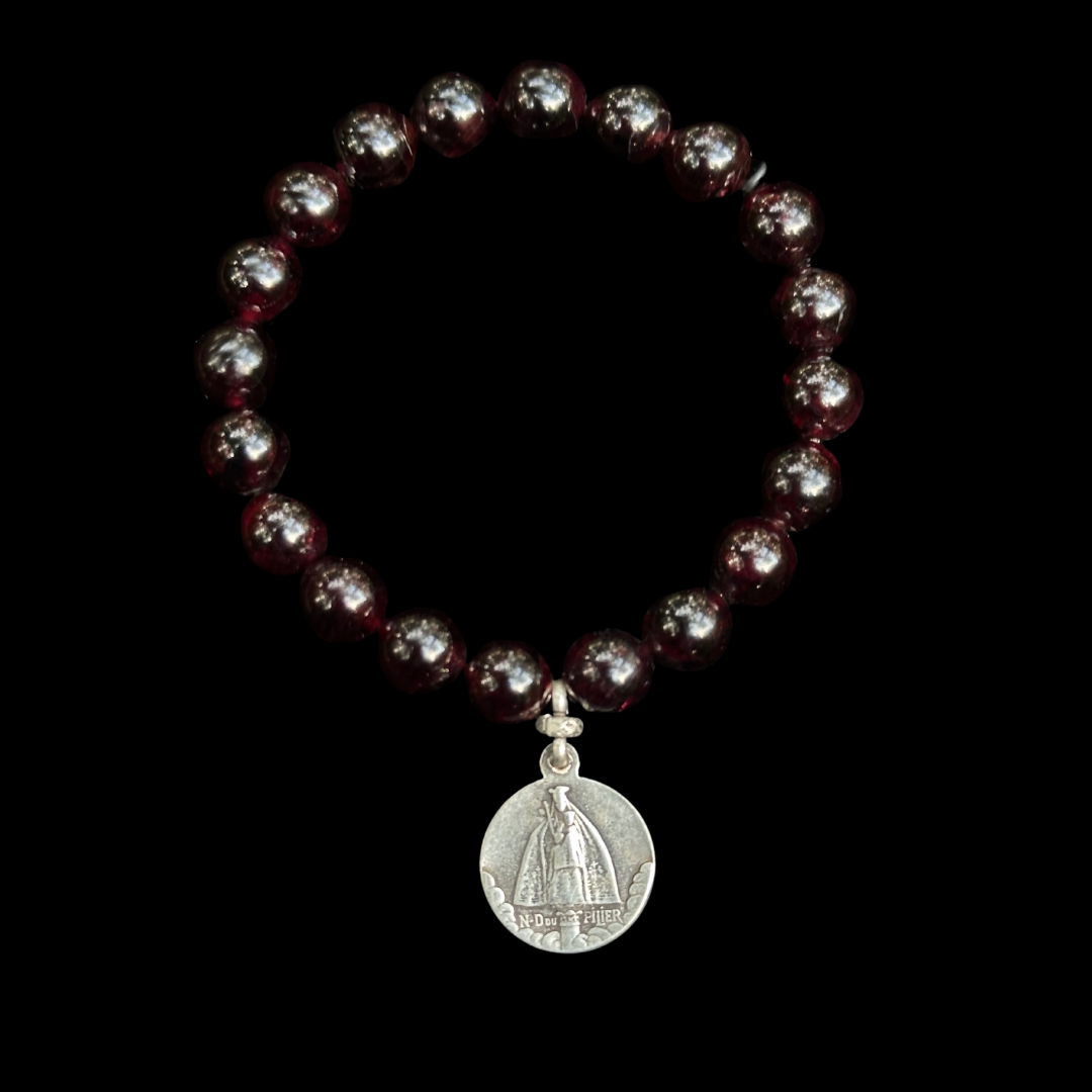 Our Lady of Chartres Black Madonna Garnet Bracelet