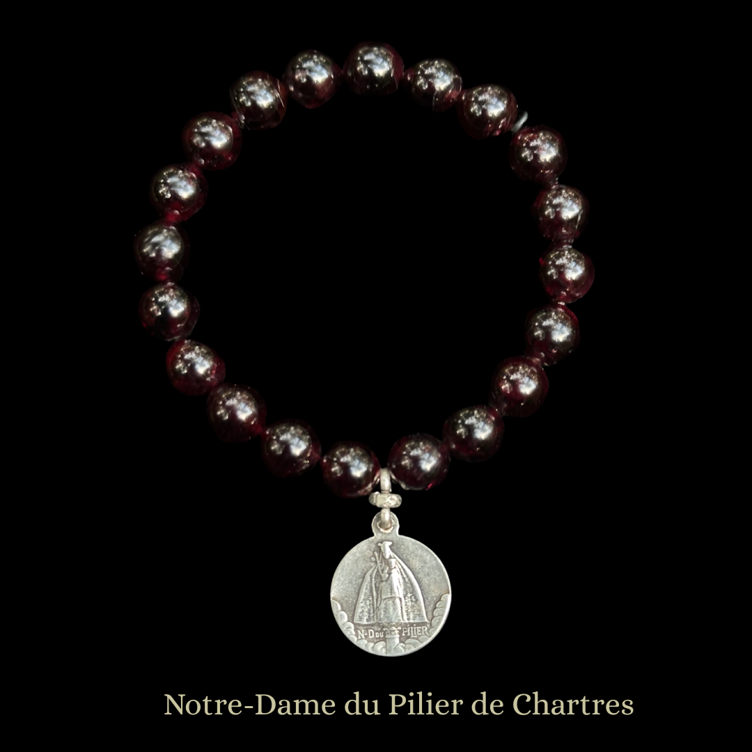 Our Lady of Chartres Black Madonna Garnet Bracelet
