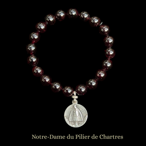 Our Lady of Chartres Black Madonna Garnet Bracelet