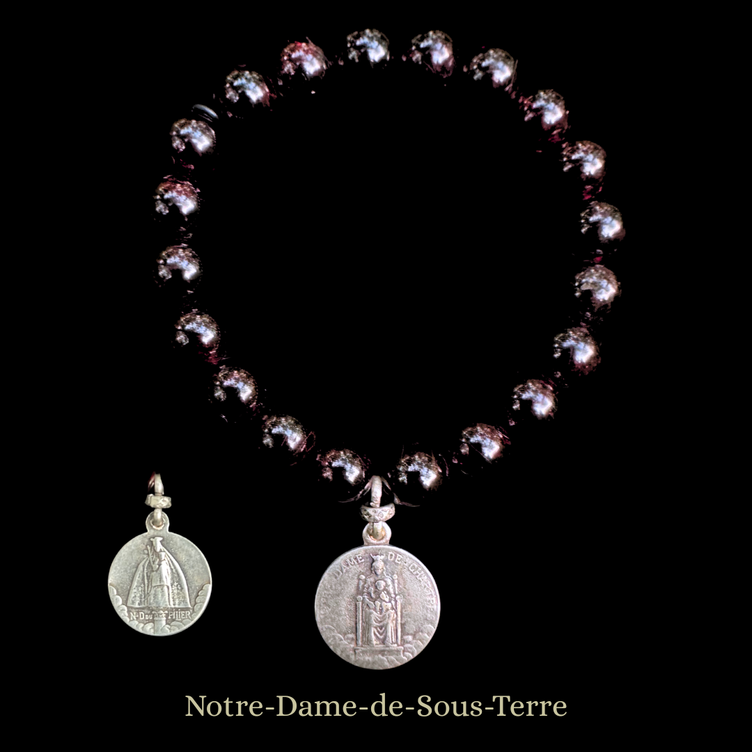 Our Lady of Chartres Black Madonna Garnet Bracelet