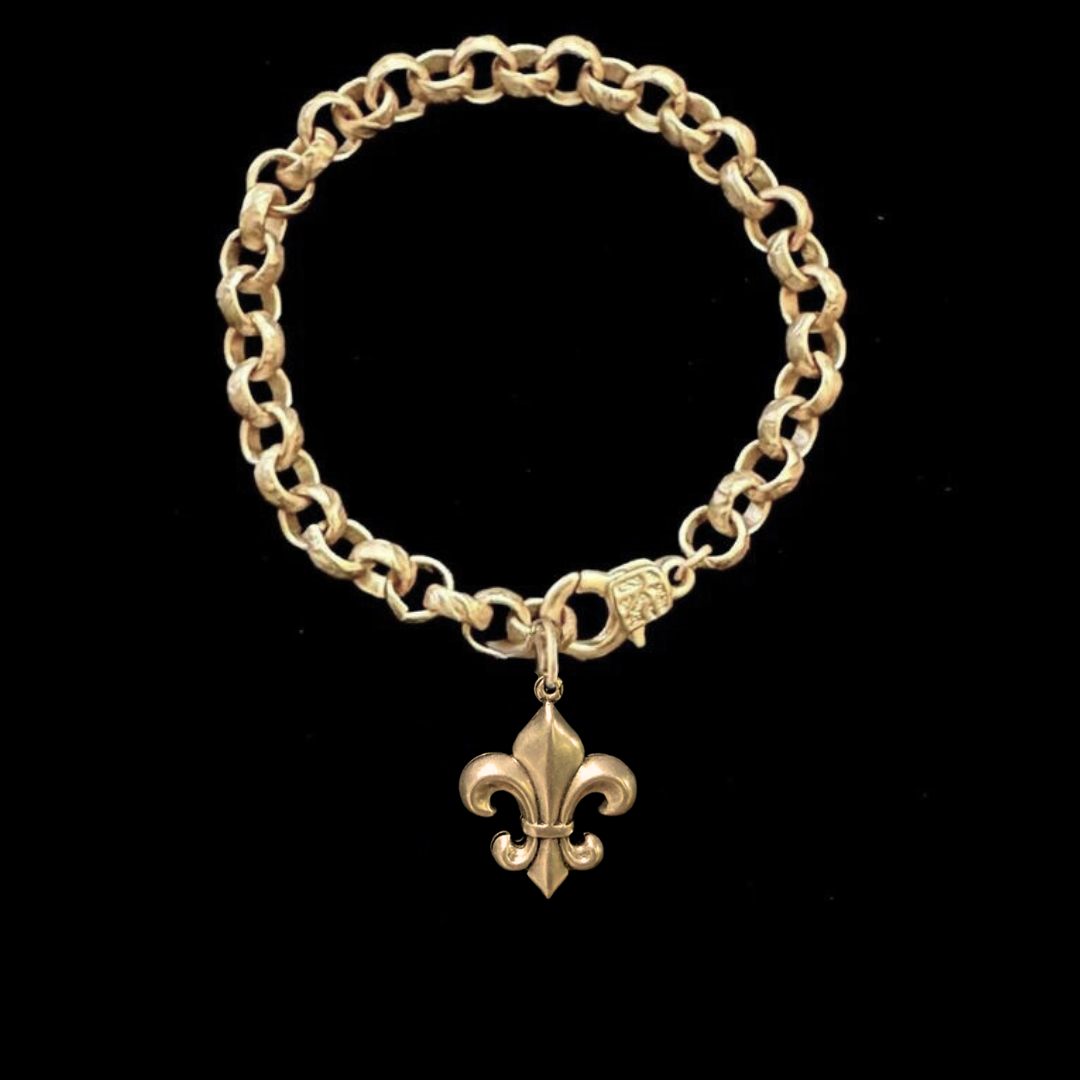 Assumption Fleur de Lis Medieval Cable Chain Bracelet - Gold