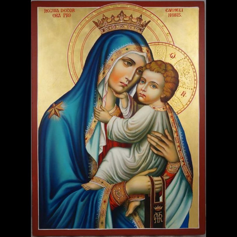 Our Lady of Mount Carmel - Star of the Sea Fancy Etched Chain Necklace