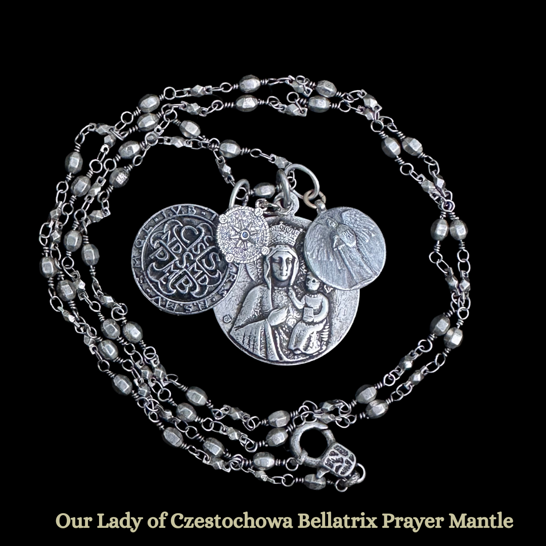 Bellatrix Black Madonna of Czestochowa Prayer Mantle Necklace