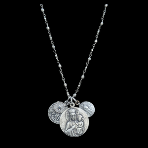 Bellatrix Black Madonna of Czestochowa Prayer Mantle Necklace