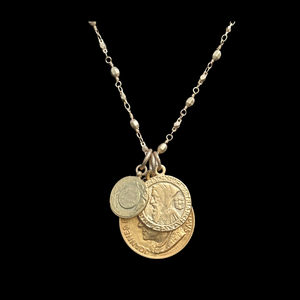 Bellatrix Black Madonna of Czestochowa Prayer Mantle Necklace - Gold