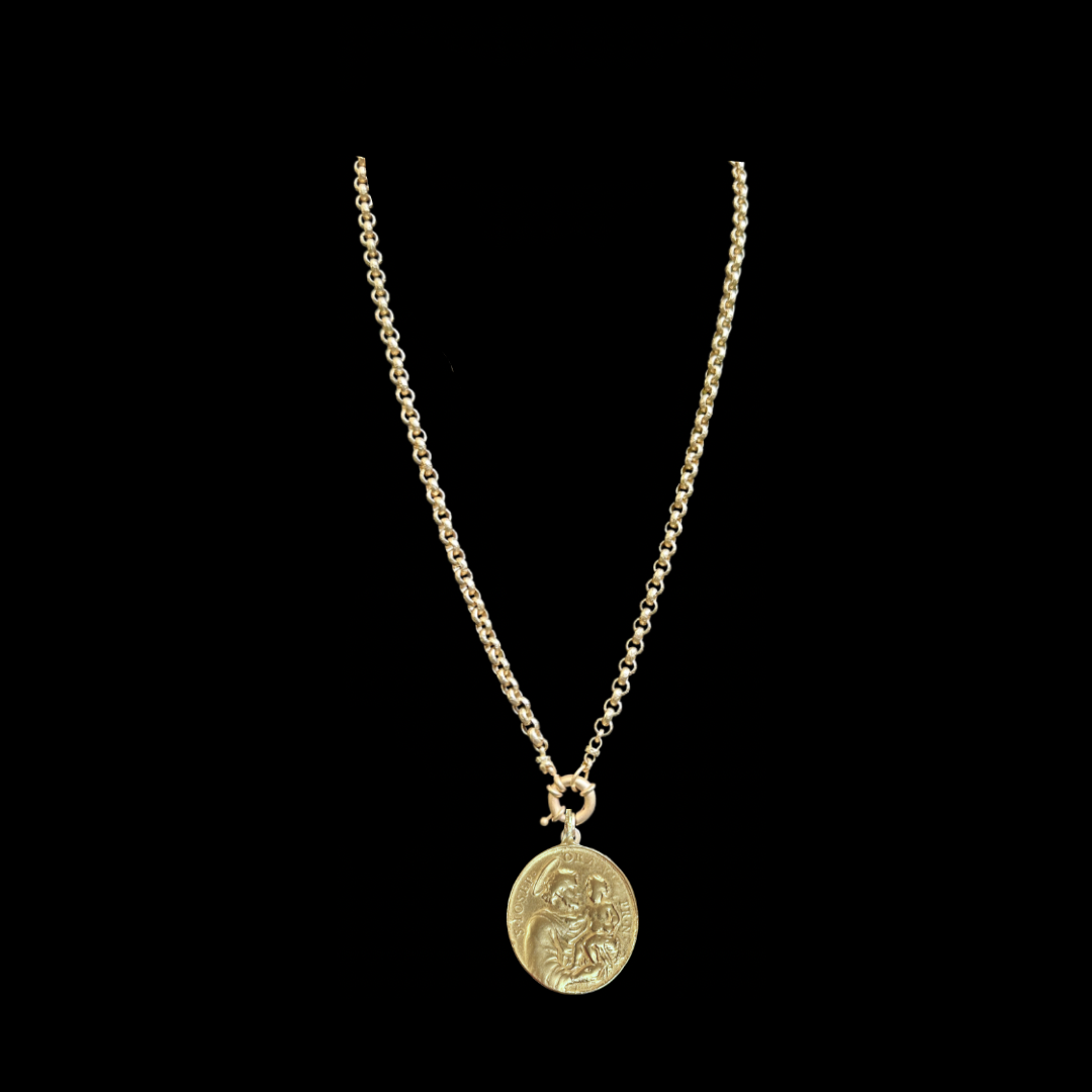 Saint Joseph & Our Lady of Guadalupe Renaissance Chain Necklace - Gold